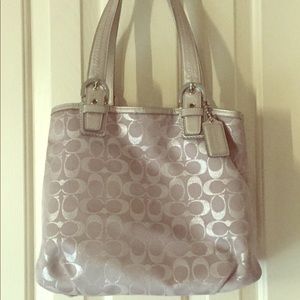 Authentic Coach Metallic Signature Soho Tote EUC